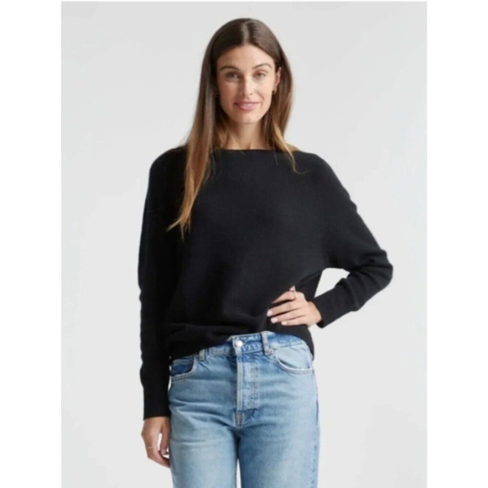 NWOT Quince Black Boatneck Women's Sweater - Small 100% Cashmere (339)
